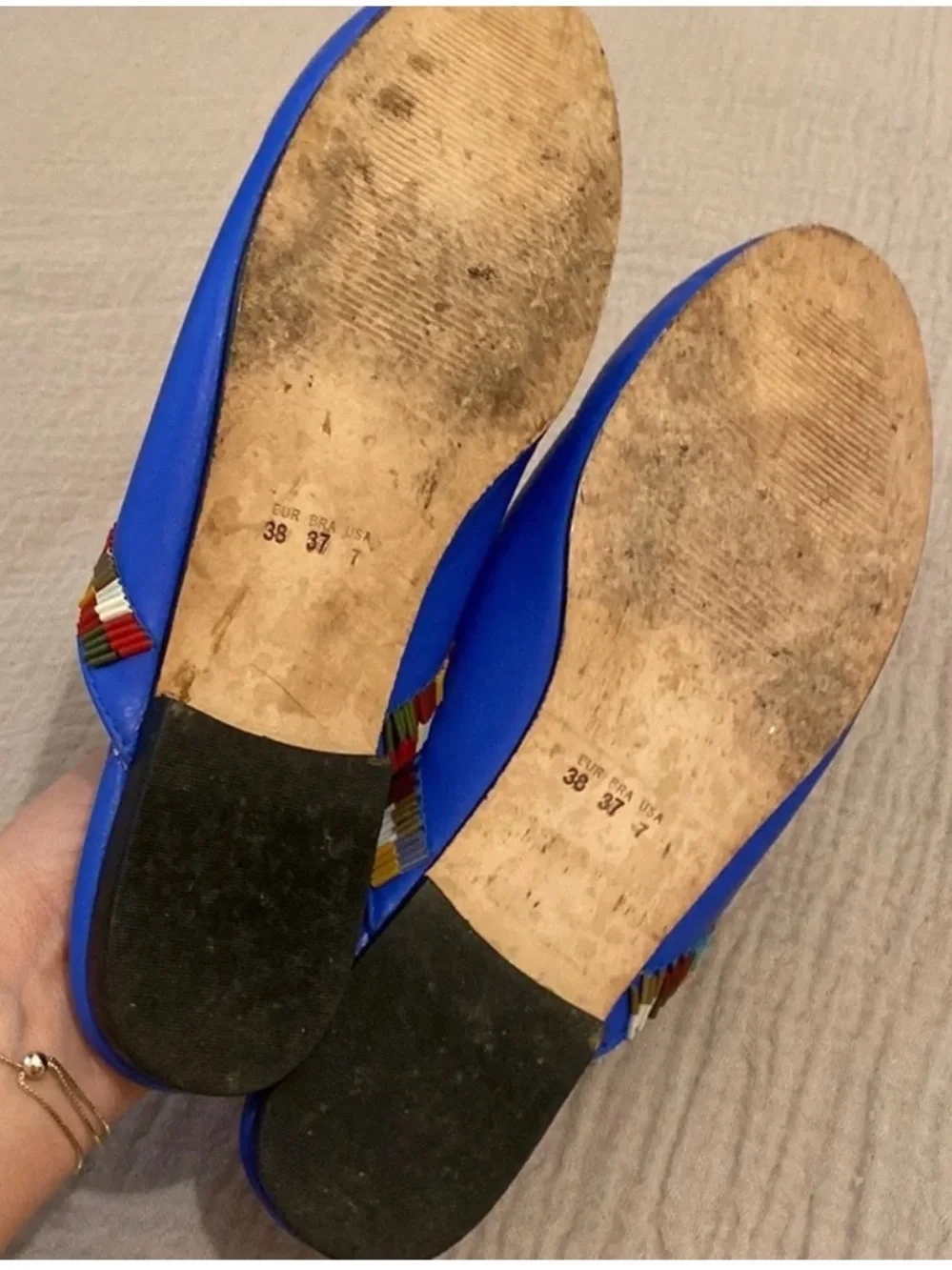 FARM Rio Electric Blue Beaded Tassel Loafers - Picture 5 of 5